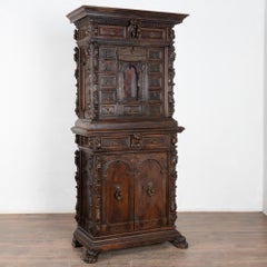 Heavily Carved Italian Baroque Walnut Cabinet with 19 Drawers