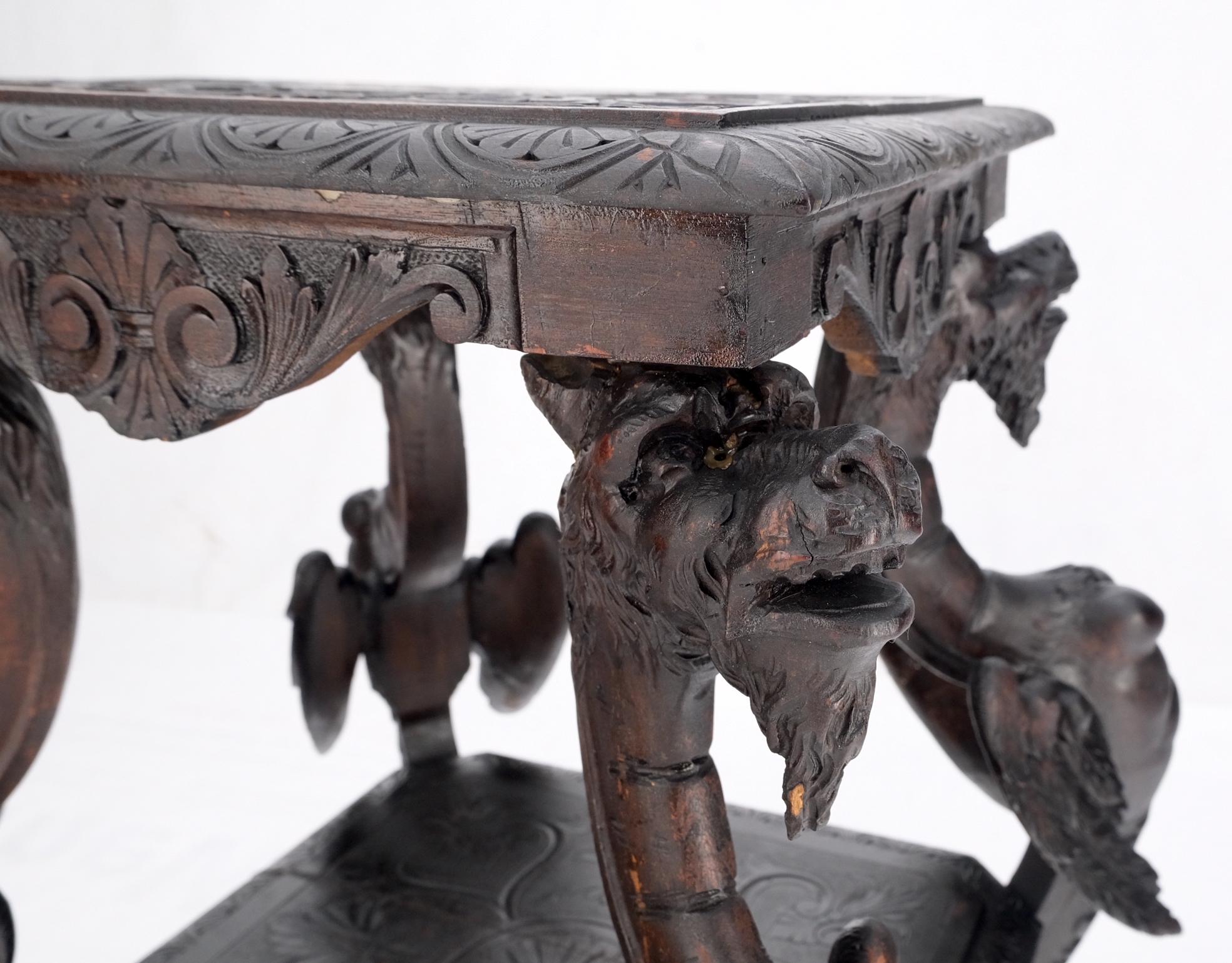 Heavily Carved Japanese Asian Dragon Motive Heavily Carved Two Tier Stand Table  1