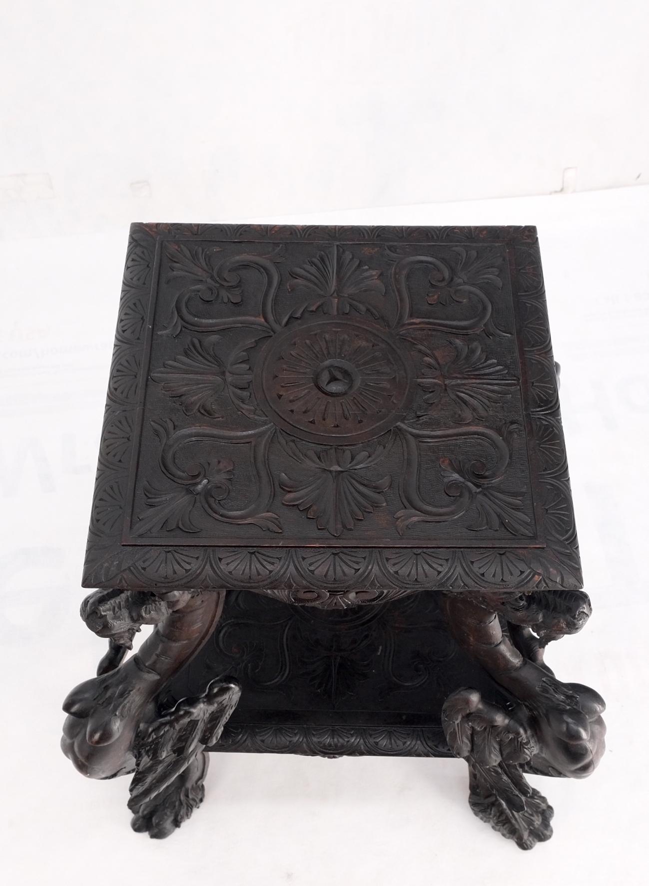 Heavily Carved Japanese Asian Dragon Motive Heavily Carved Two Tier Stand Table  4