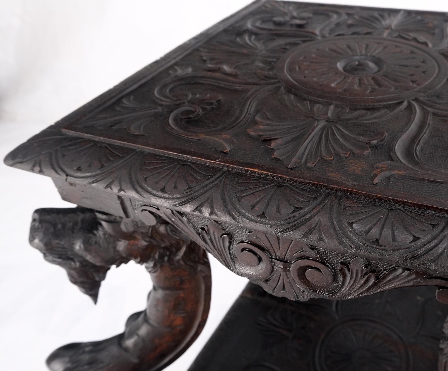 Heavily carved Japanese Asian dragon motive heavily carved two tier stand end side lamp table.
