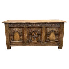 Heavily Carved Oak Coffer in the Jacobean Taste