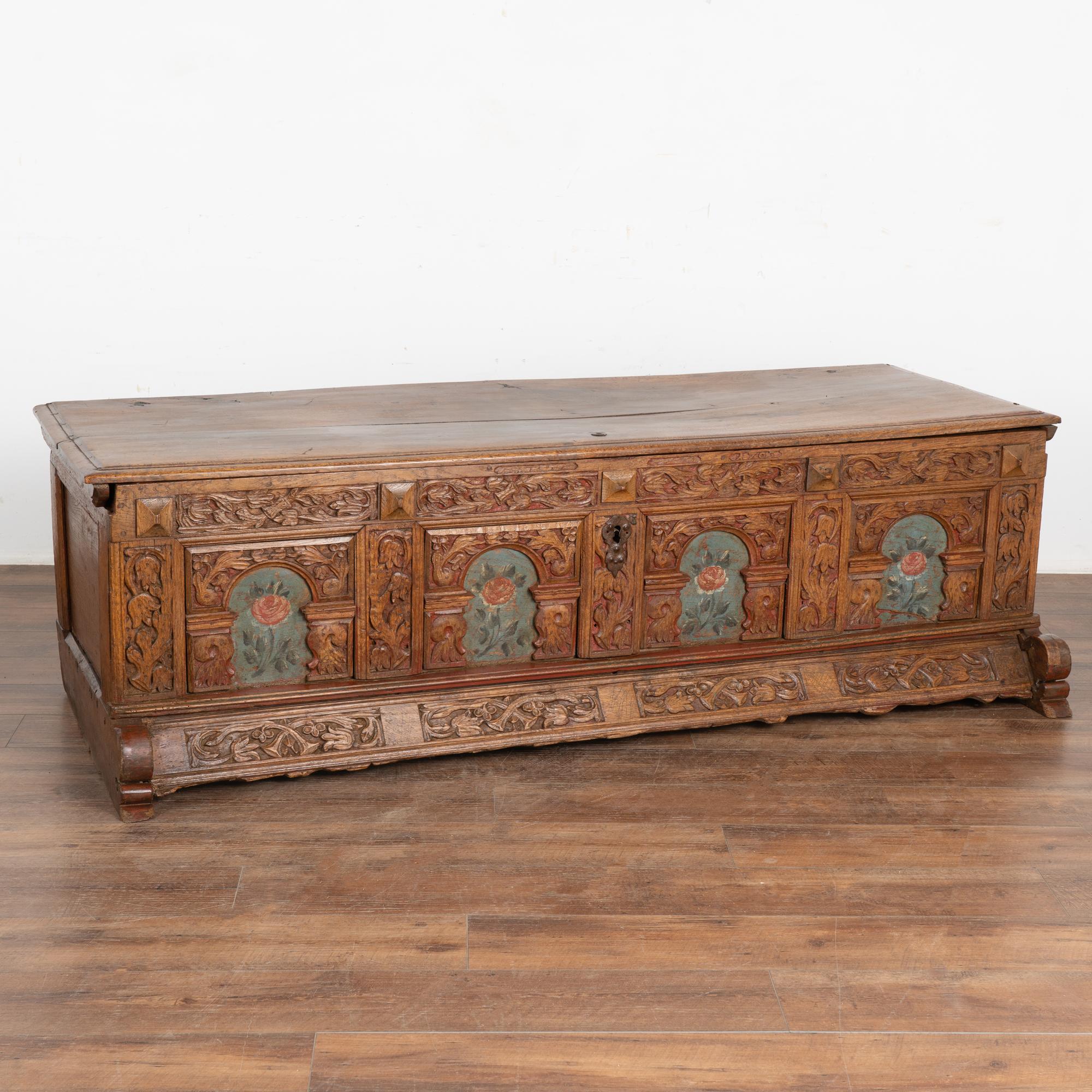 It is the beautiful hand-carved details that make this trunk or 