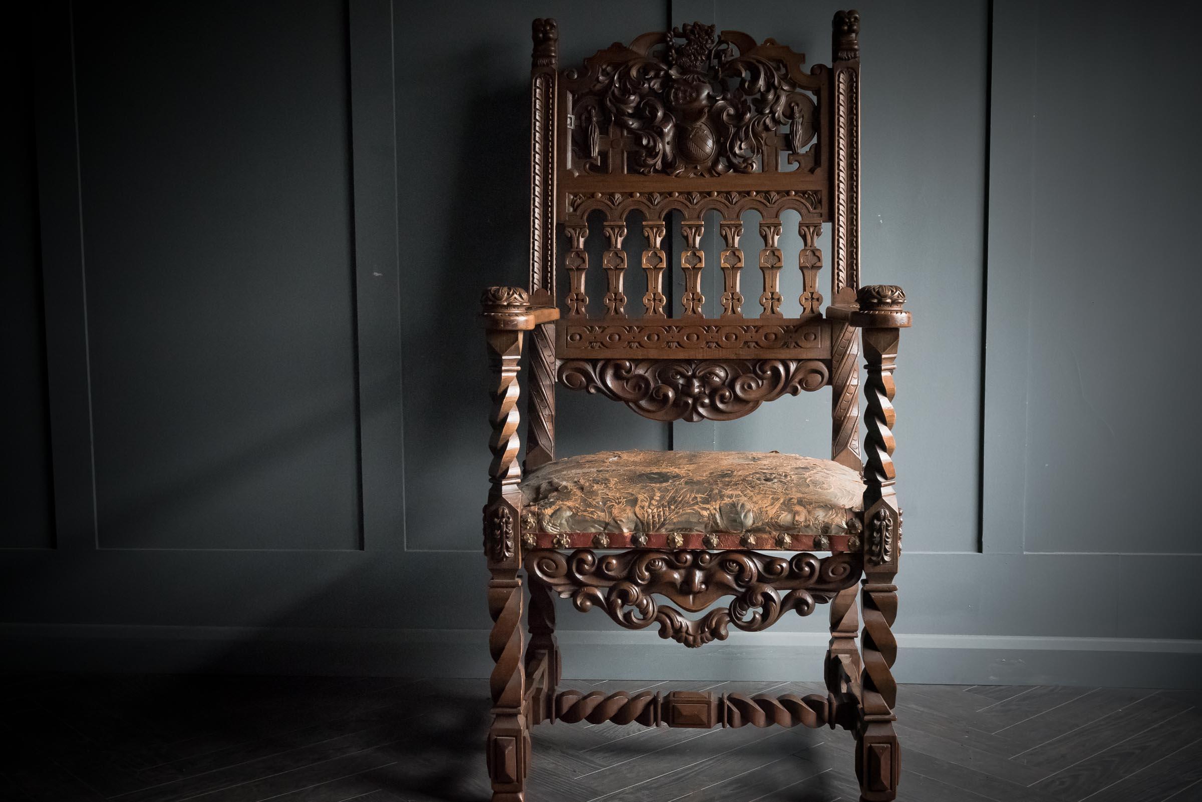 Stuningly Carved Ornate French nobleman's chair c.1850.