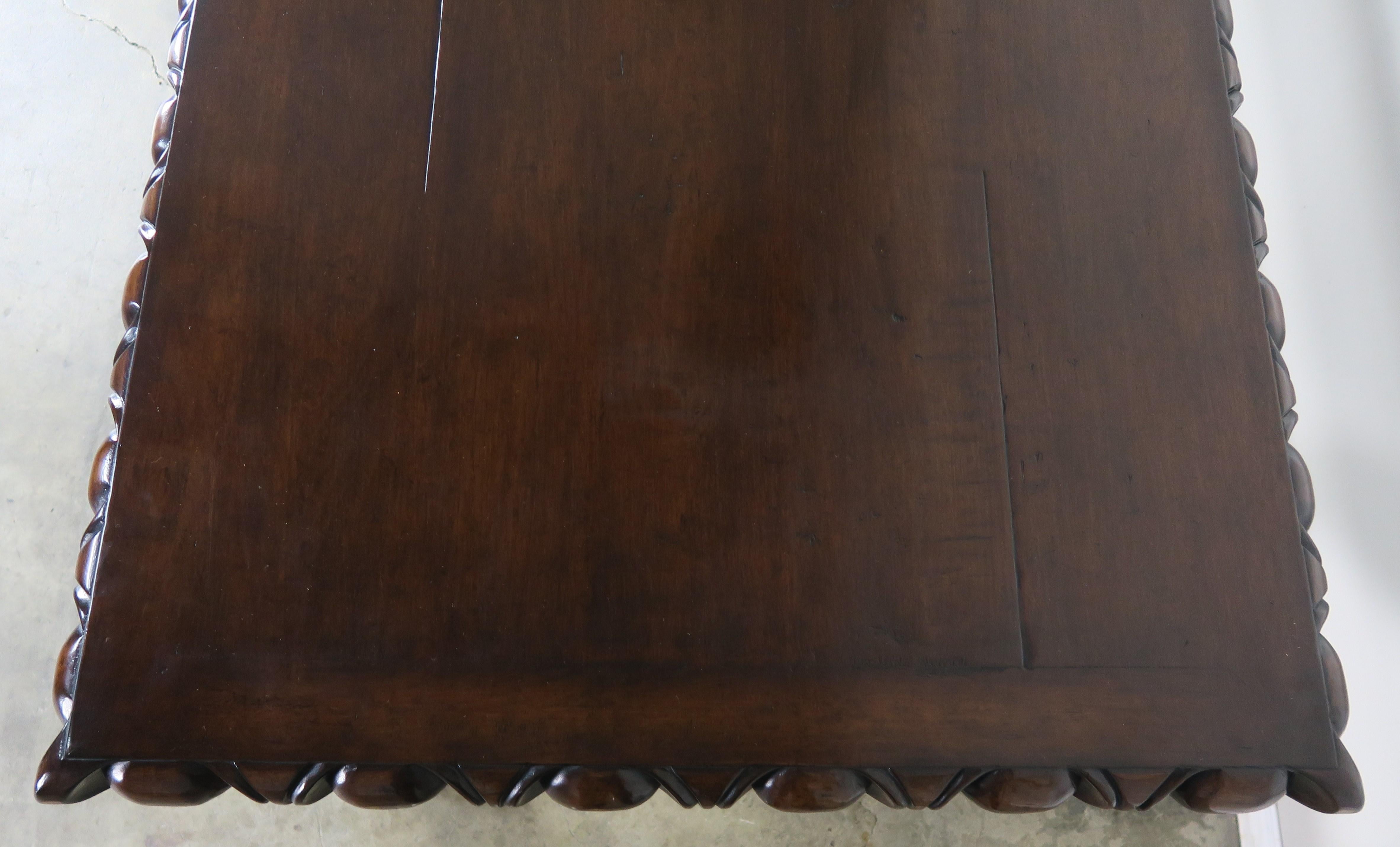 Heavily Carved Rectangular Shaped Walnut Coffee Table 4