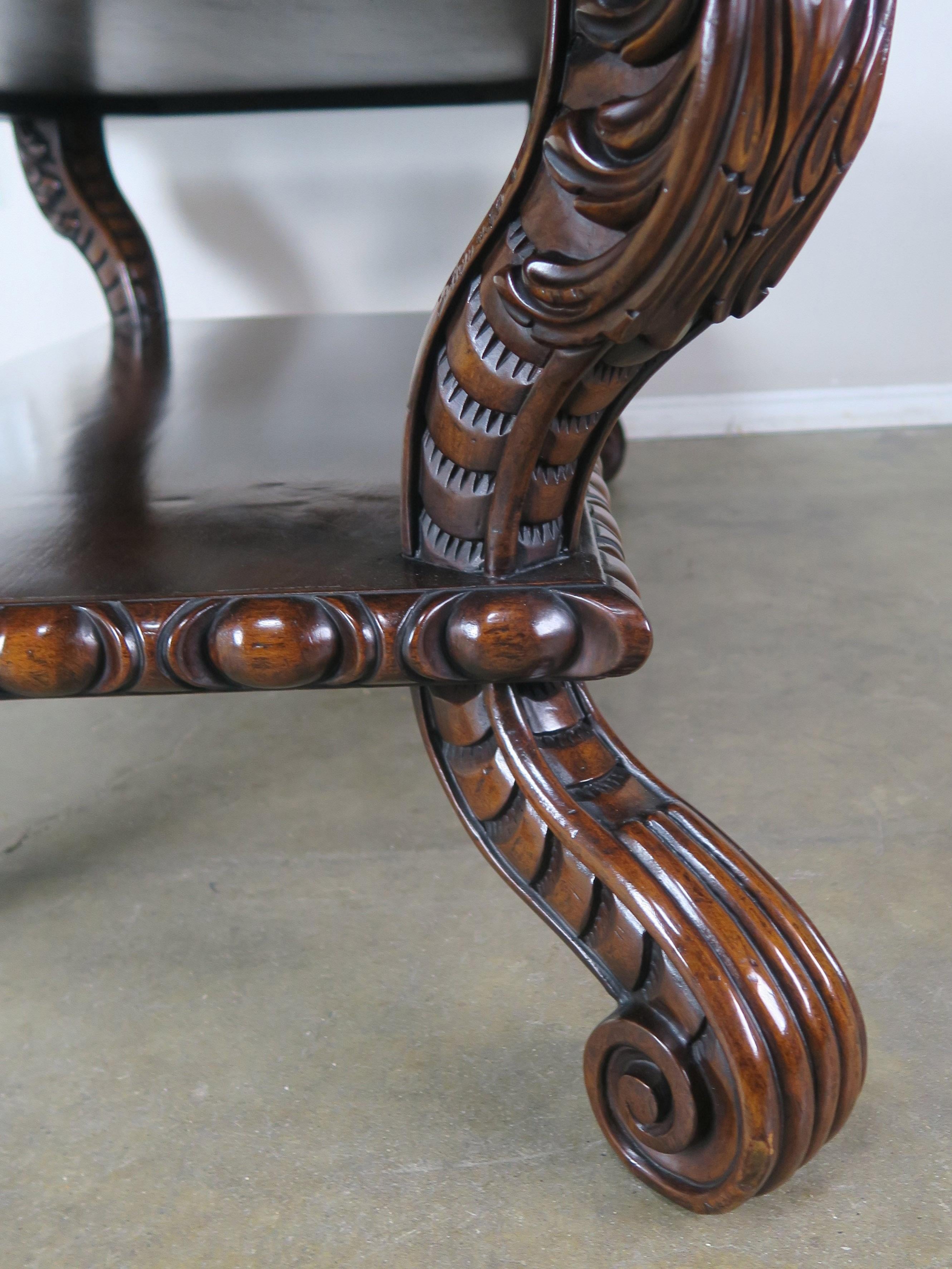 20th Century Heavily Carved Rectangular Shaped Walnut Coffee Table