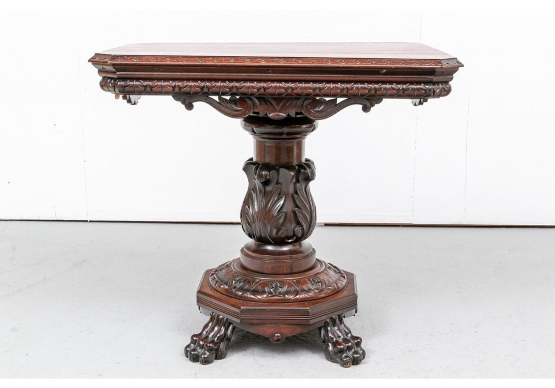 19th Century Heavily Carved Renaissance Revival Mahogany Parlor Table