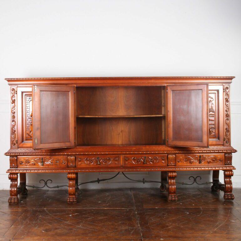 20th Century Heavily Carved Spanish Sideboard For Sale