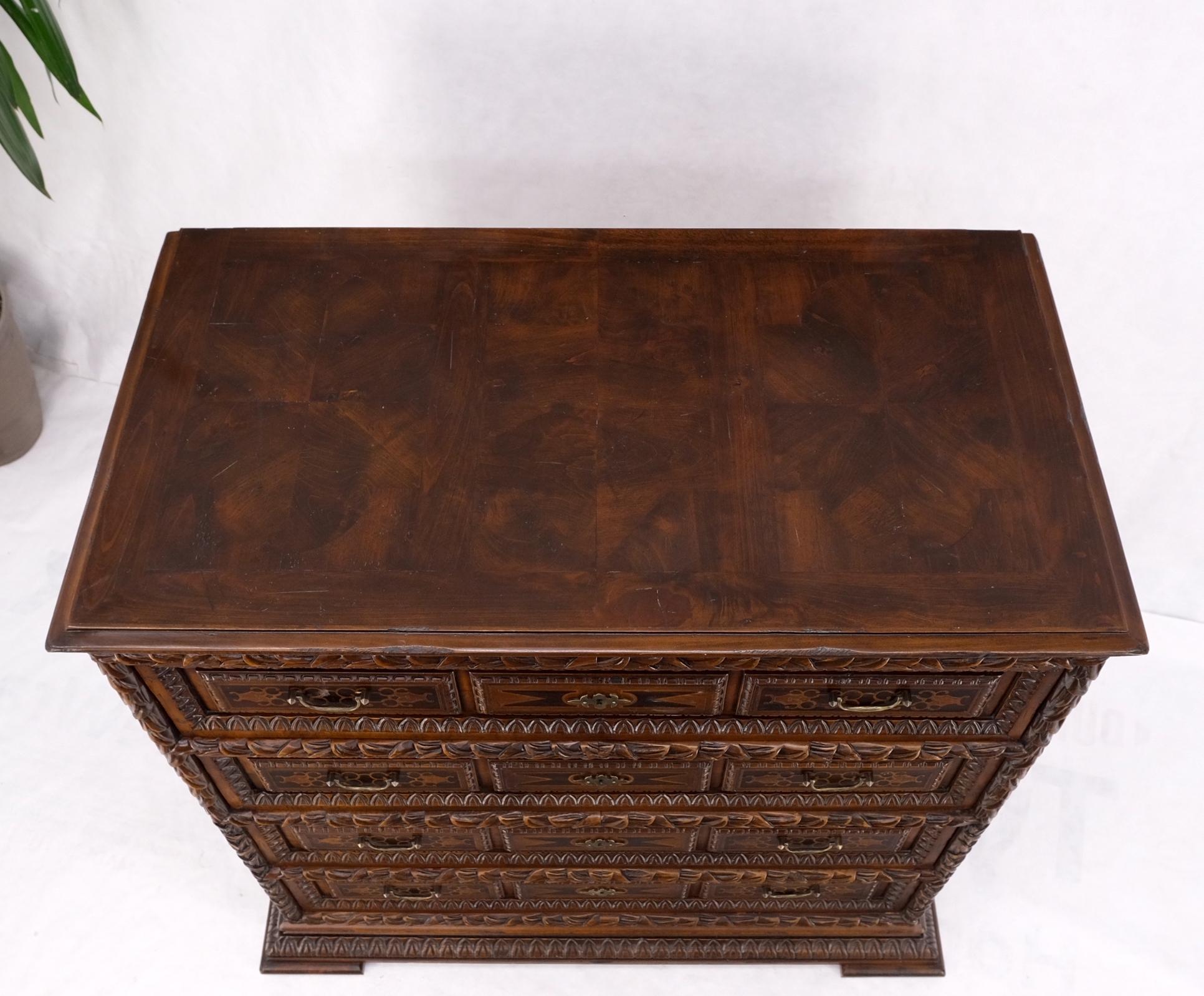 Heavily Carved Spanish Style 4 Drawers Commode Chest of Drawers Dresser Cabinet  For Sale 5