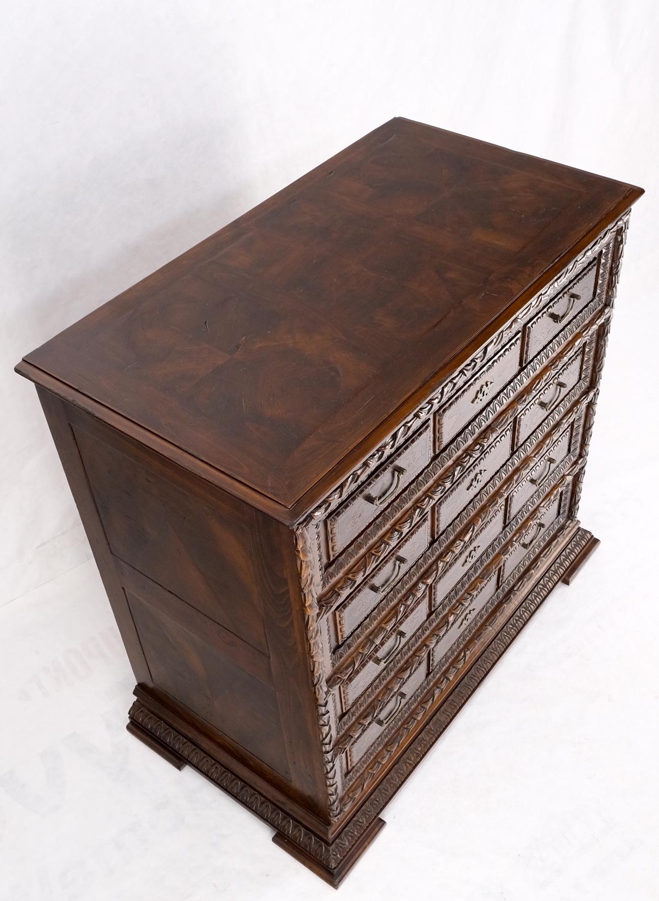 Heavily Carved Spanish Style 4 Drawers Commode Chest of Drawers Dresser Cabinet  For Sale 8