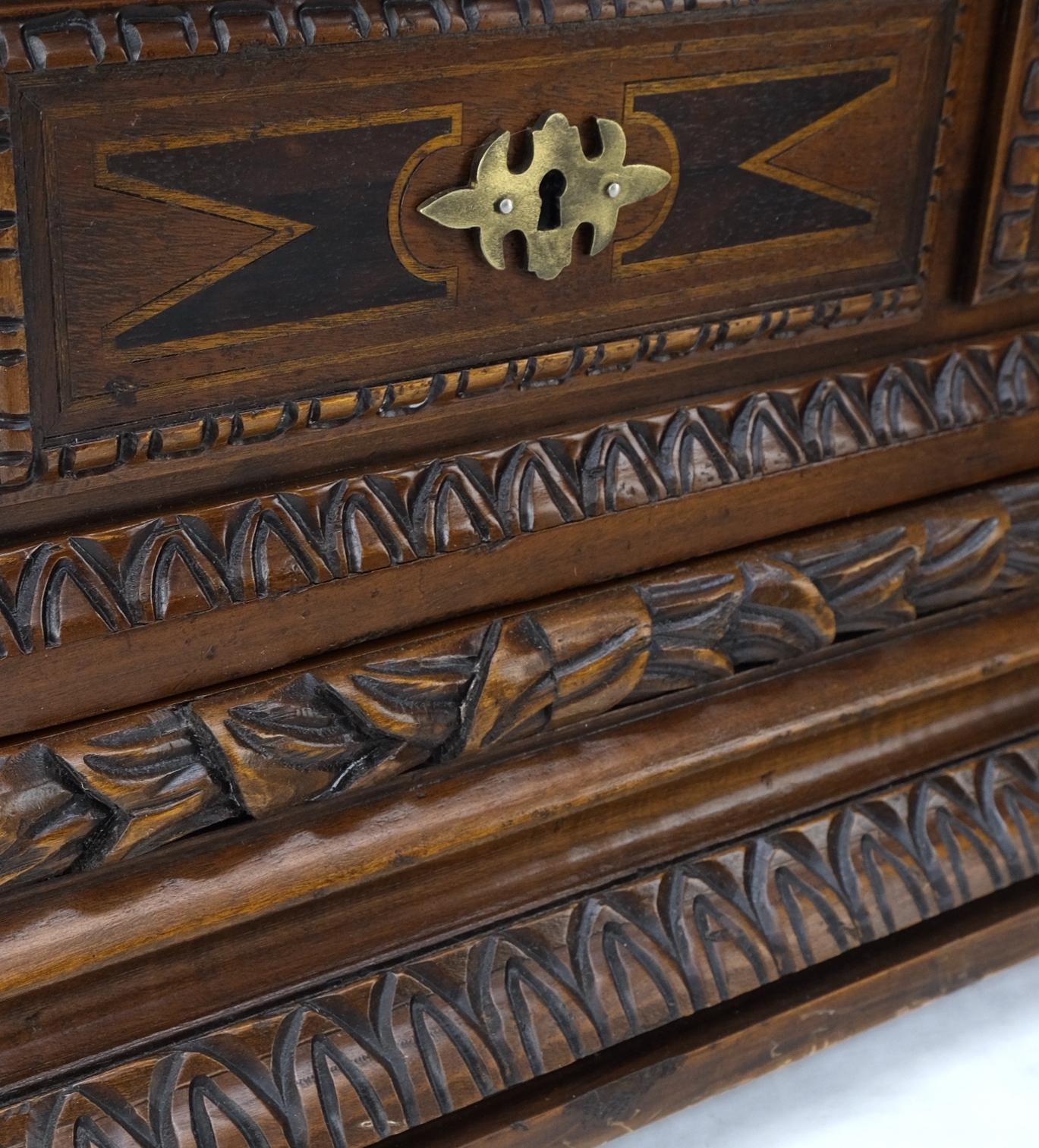 Spanish Colonial Heavily Carved Spanish Style 4 Drawers Commode Chest of Drawers Dresser Cabinet For Sale