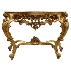 Heavily Carved Vintage Louis XIV Style Giltwood Console Table