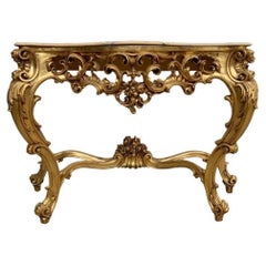 Heavily Carved Vintage Louis XlV Style Giltwood Console Table