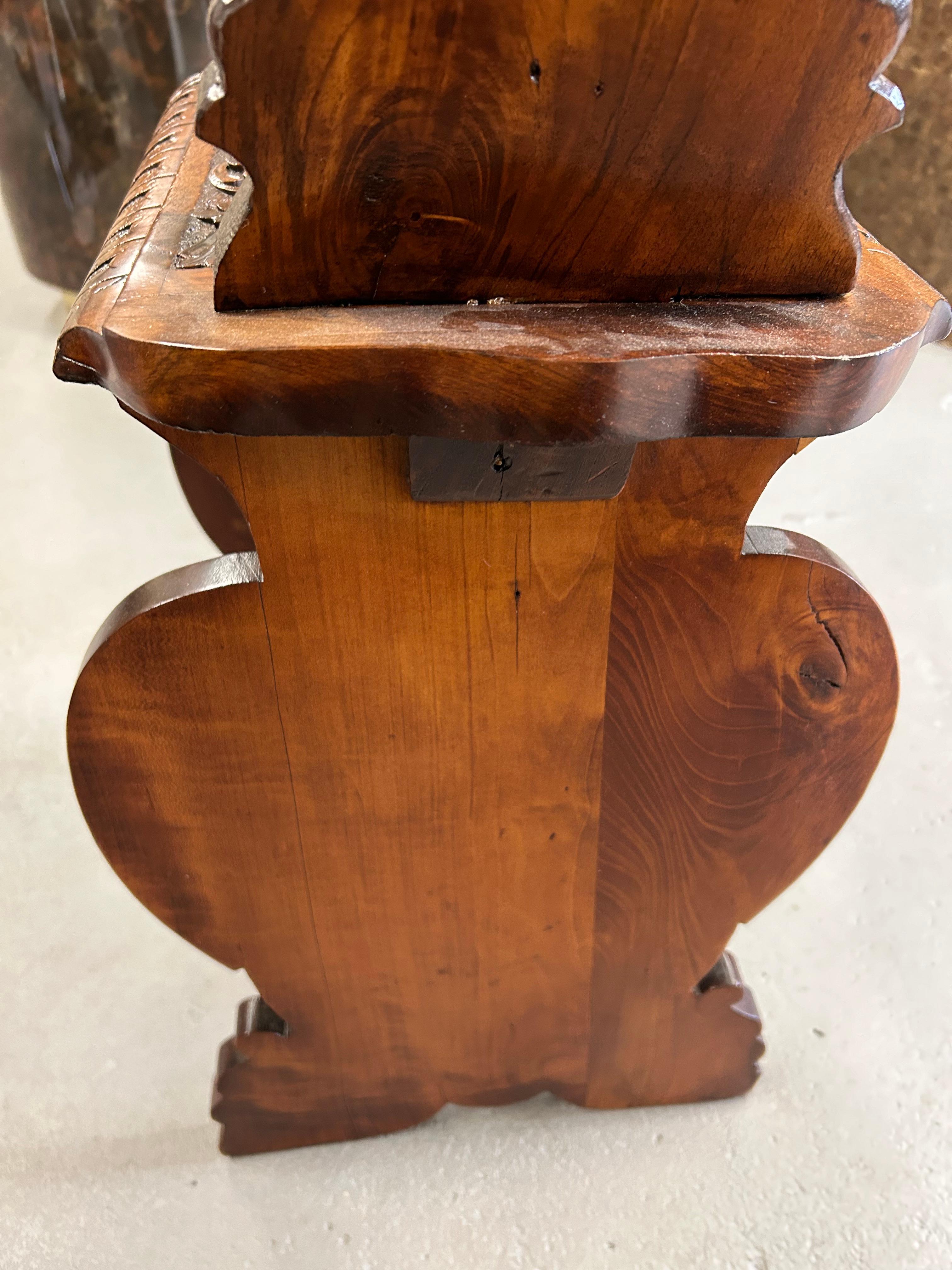 Heavily Carved Walnut Sgabello Hall Chair with Lions For Sale 4