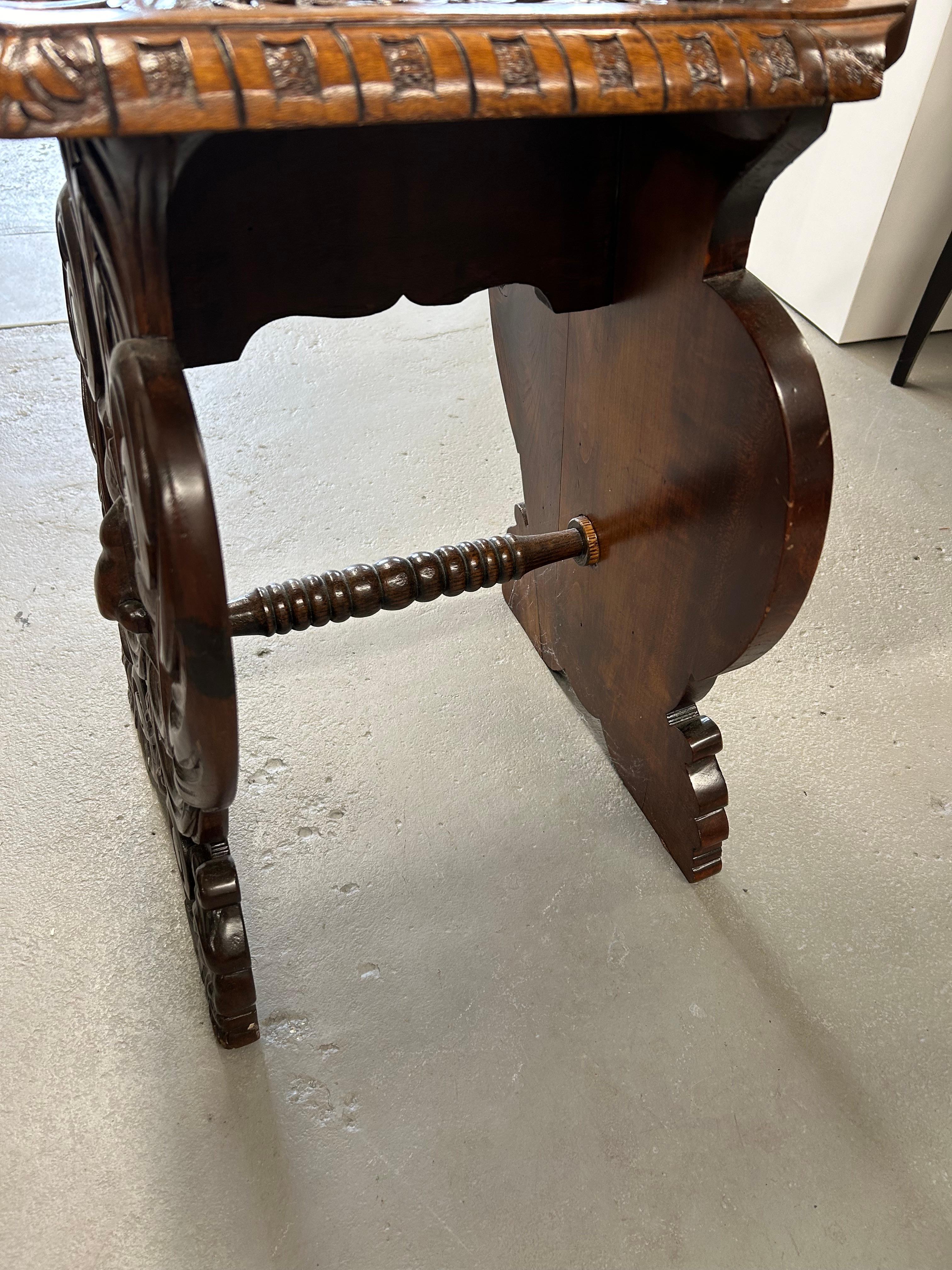 Heavily Carved Walnut Sgabello Hall Chair with Lions For Sale 7