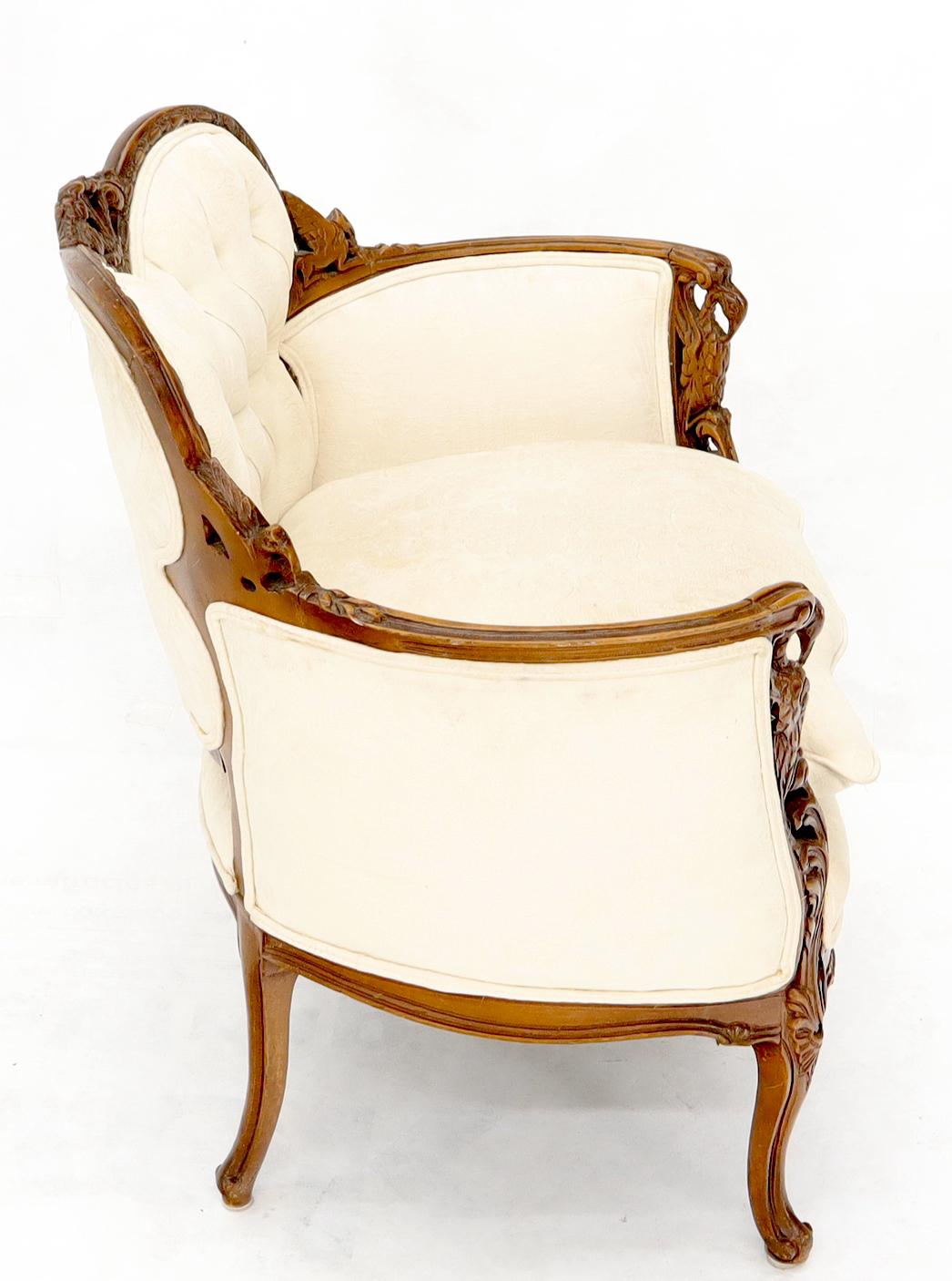 Heavily Carved Walnut Wide Seat Lounge Chair For Sale 11