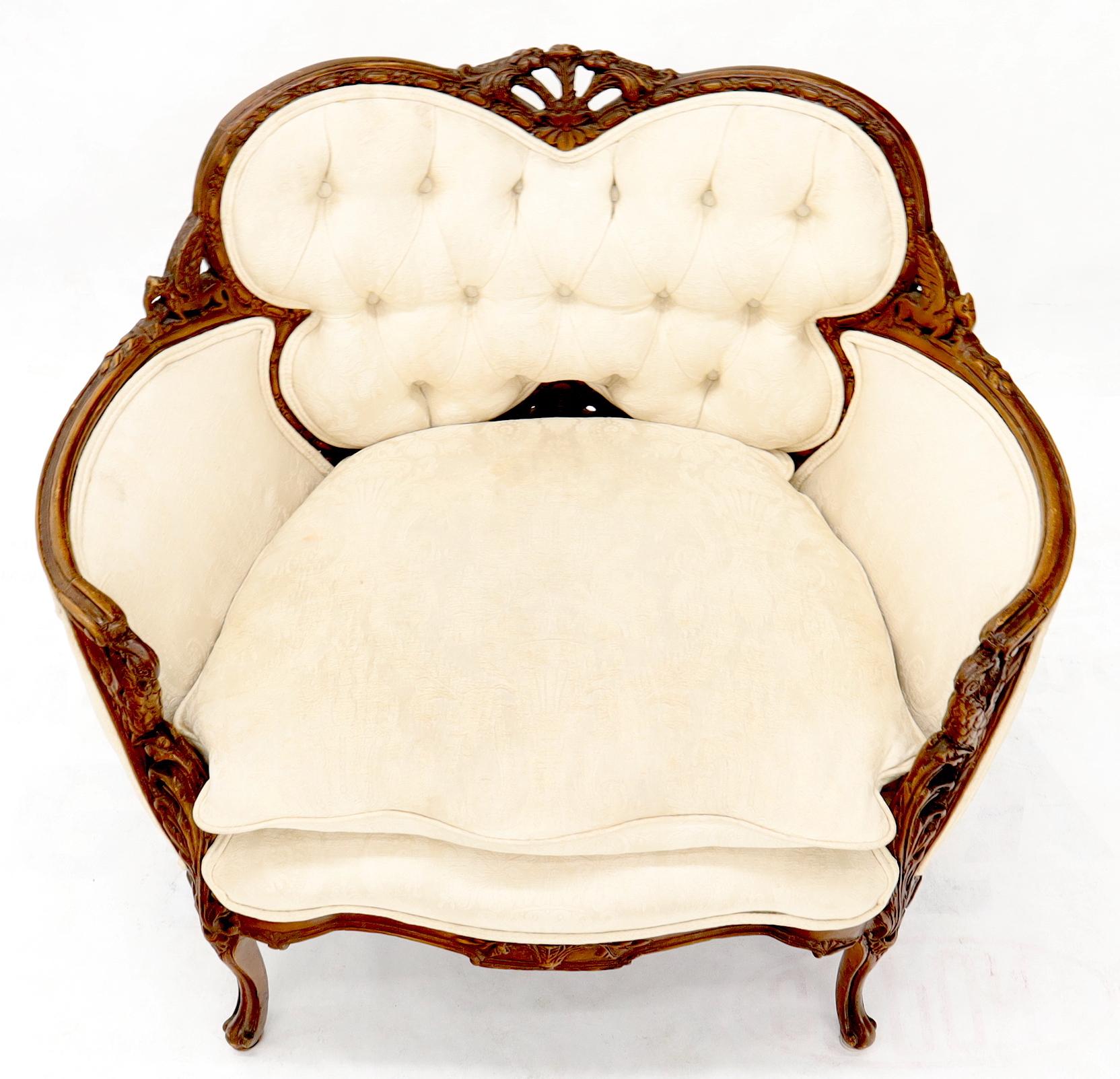 20th Century Heavily Carved Walnut Wide Seat Lounge Chair For Sale
