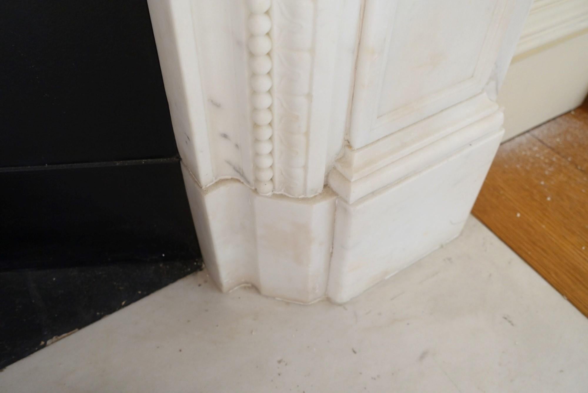 Heavily Carved White Marble Mantel w/ Mythical Story of Leda & the Swan, 1920s  8