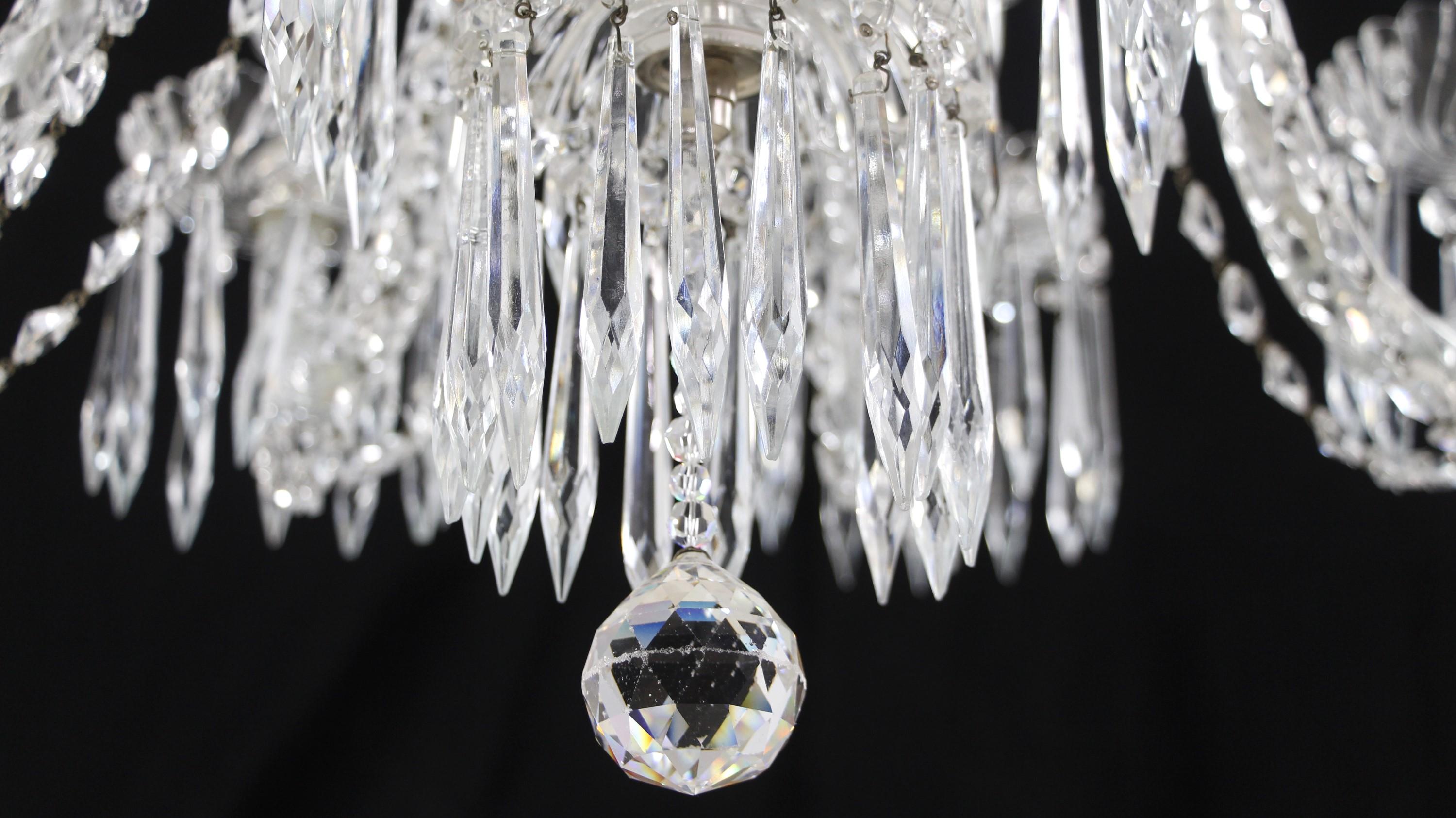 Heavily Draped Crystal Chandelier 12 Light Braided Arms For Sale 9