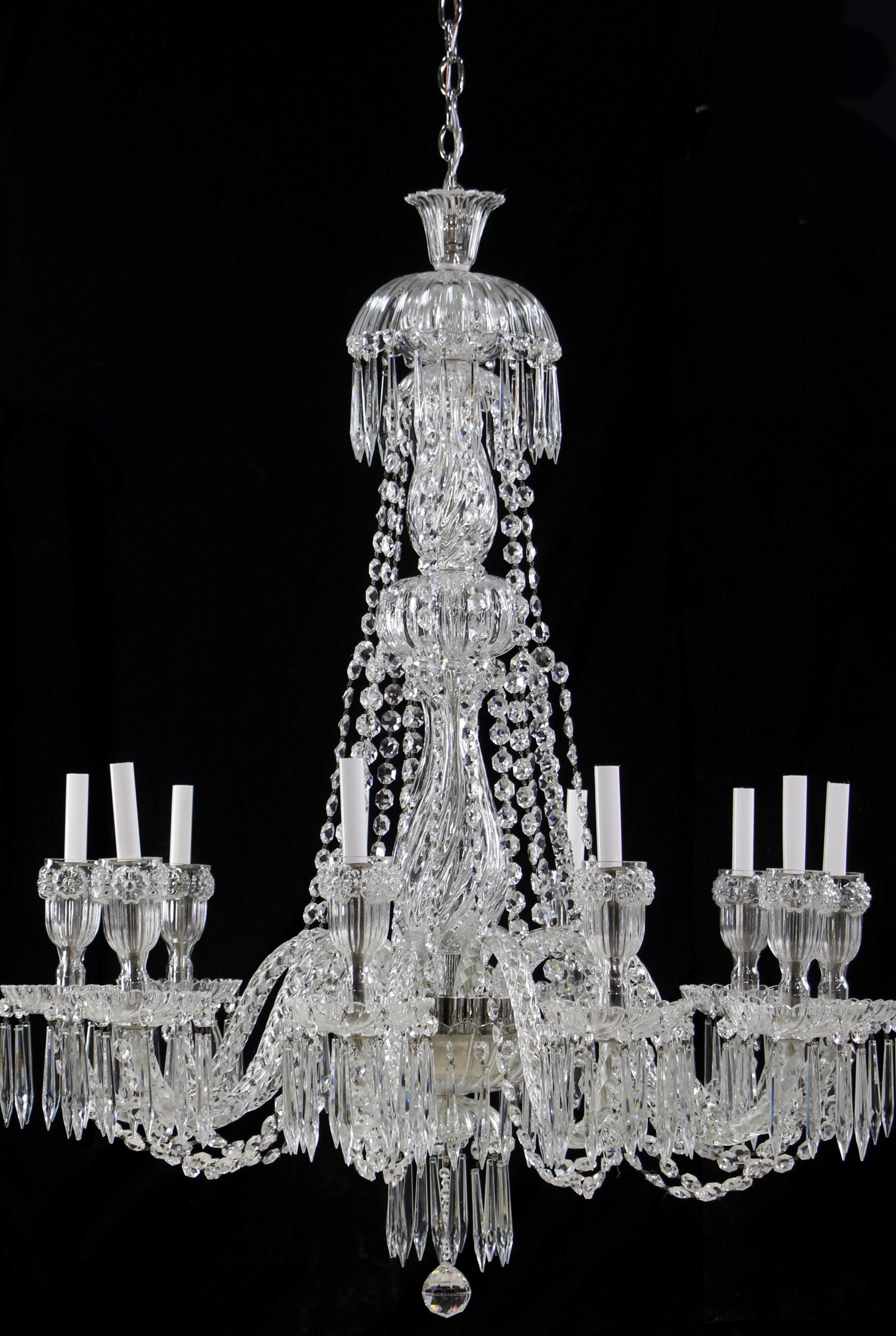 Victorian Heavily Draped Crystal Chandelier 12 Light Braided Arms For Sale