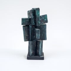 Stark glasierte große Keramikskulptur in verwitterter Bronze von Judy Engel
