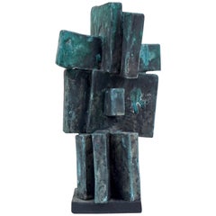 Heavily Glazed Large Ceramic Sculpture in Weathered Bronze by Judy Engel