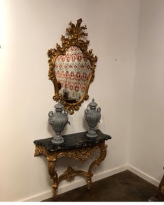 Heavily Hand Carved Pear Shaped Mirror