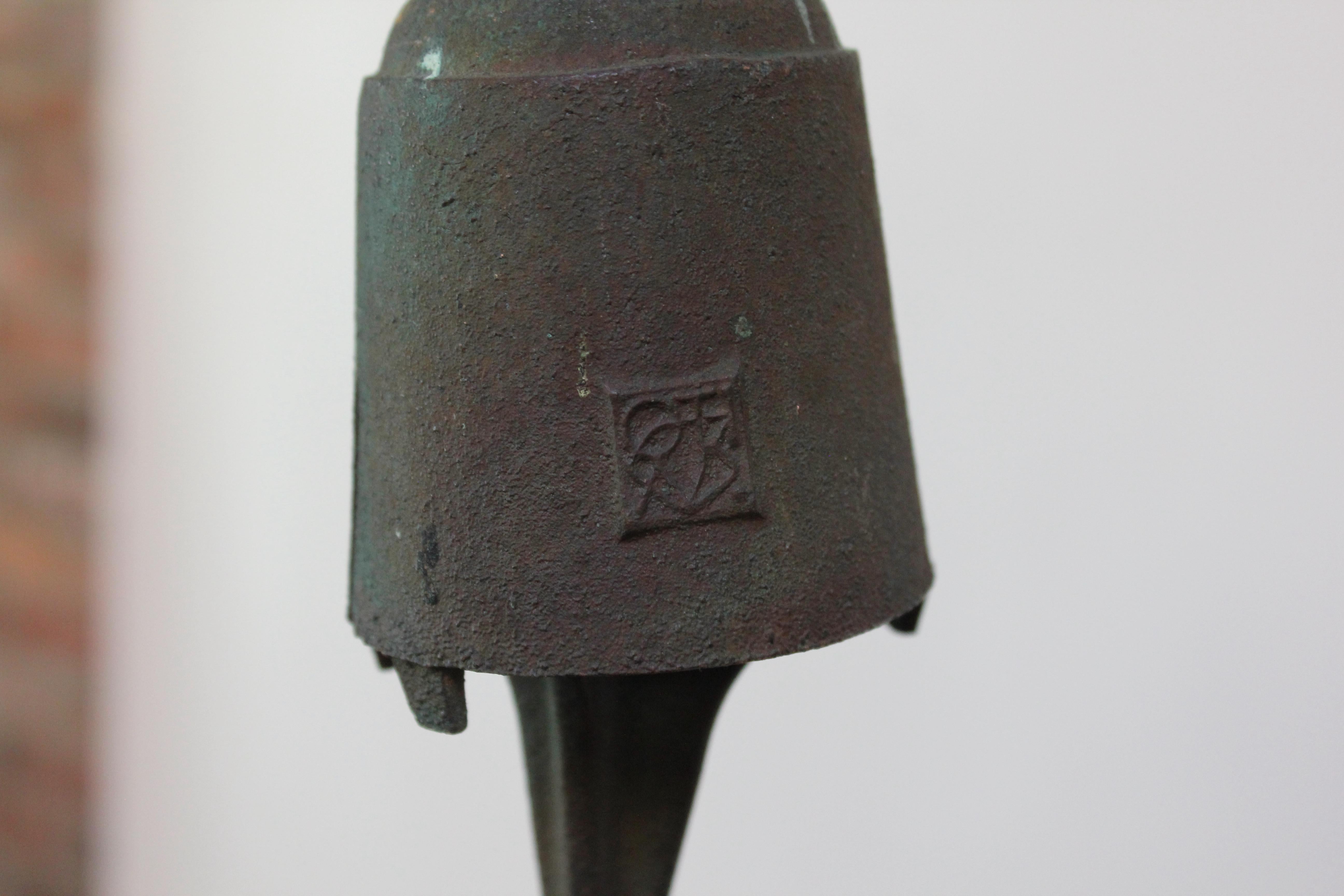 Heavily Patinated Bronze Bell / Wind Chime by Paolo Soleri for Arconsanti  5