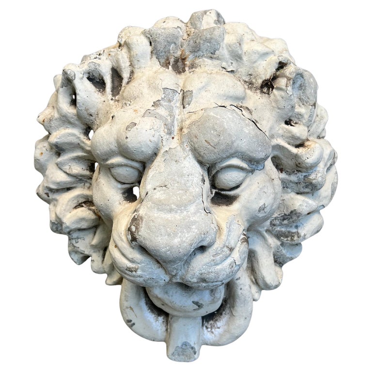 Heavily Patinated concrete Lion Head Fountain For Sale at 1stDibs