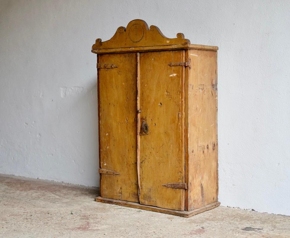 Wood Heavily Patinated Spanish Cabinet For Sale