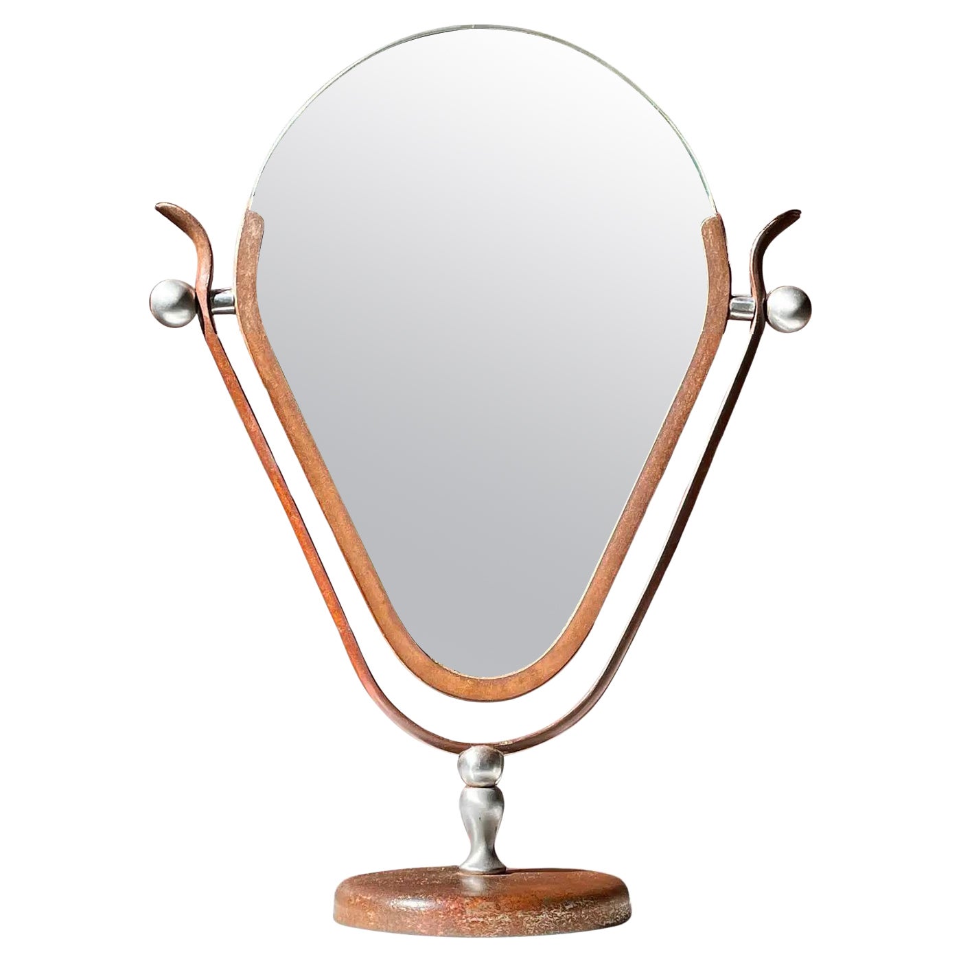 Comptoir de grand magasin Miroir pivotant double face fortement patiné