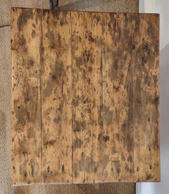 Heavily Patinated Brutalist Pine Table with a Drawer