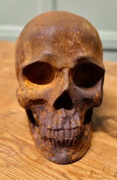 Heavily Rusted Cast Iron Human Scull Sculpture This is a Heavily Rusted Scull