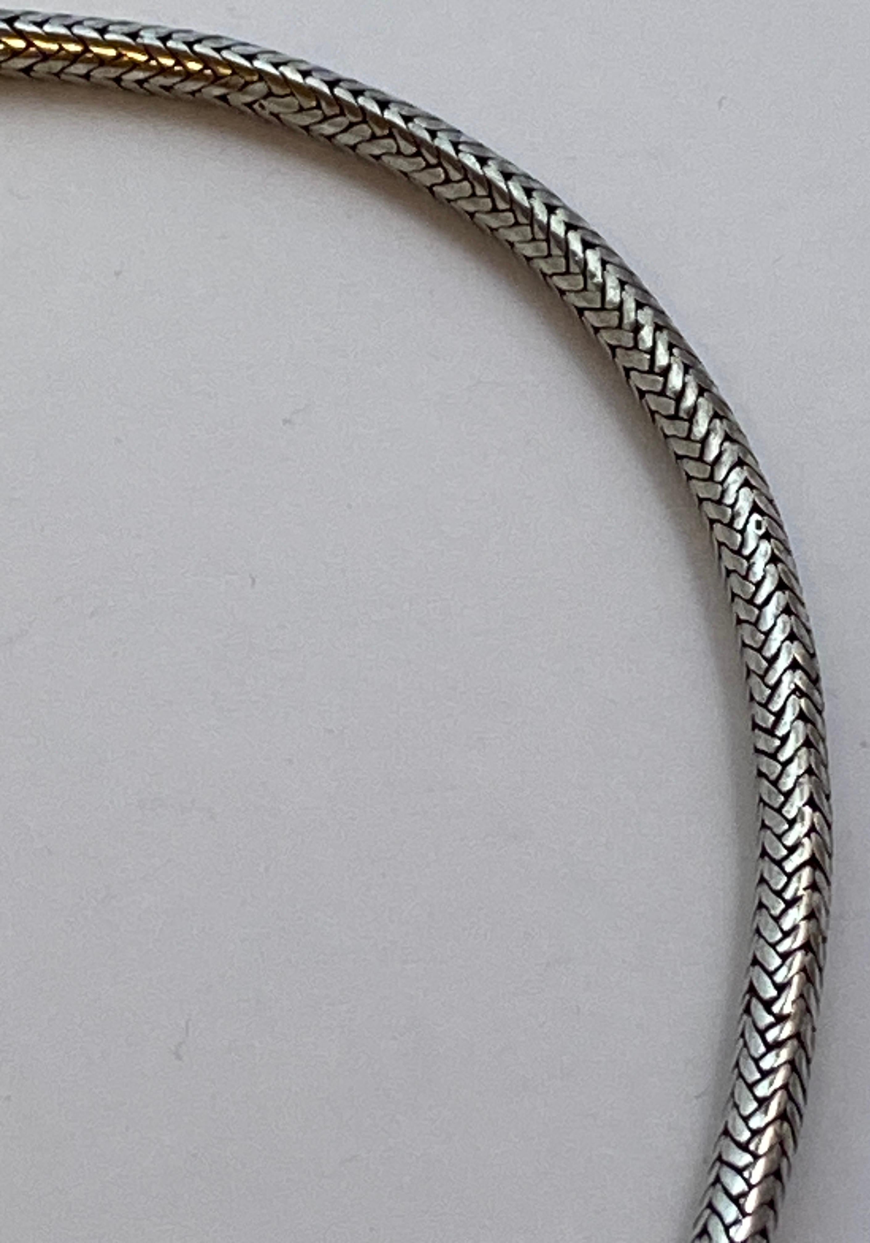 Heavily Smooth Snake-Link Sterling Silver Necklace  For Sale 1