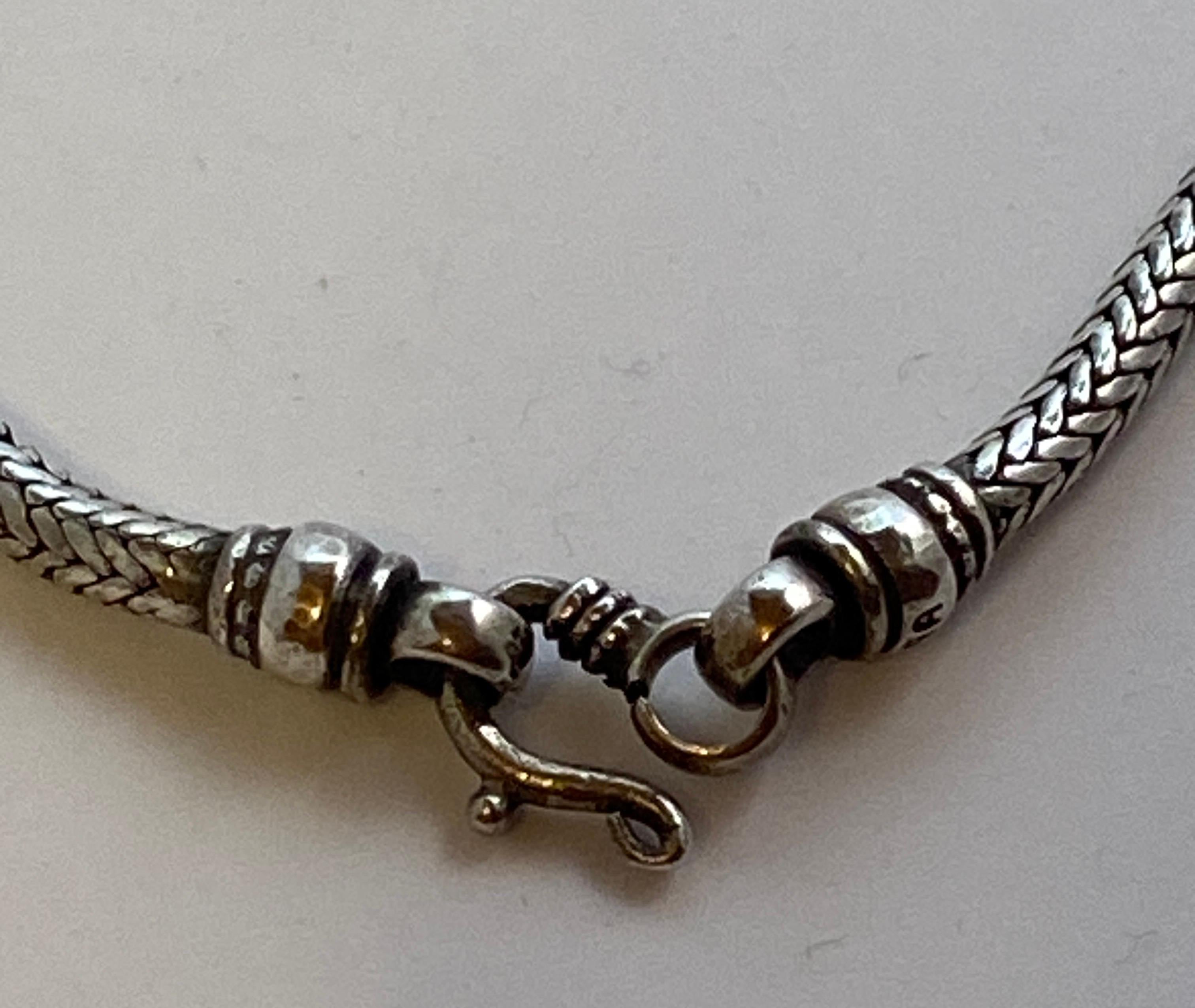 Heavily Smooth Snake-Link Sterling Silver Necklace  For Sale 2