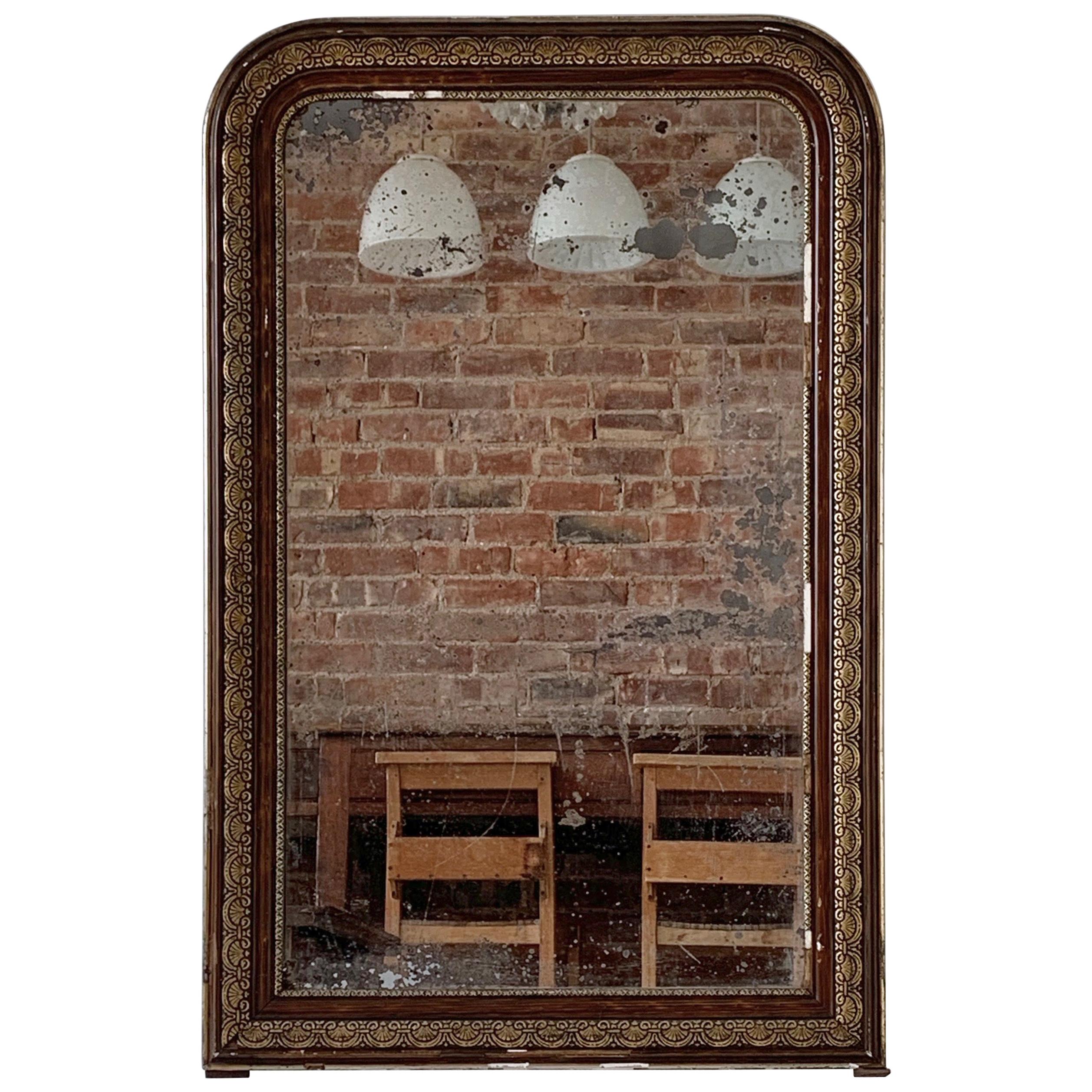 Heavily Tarnished 19th Century French Louis Philippe Gilt Mirror For Sale