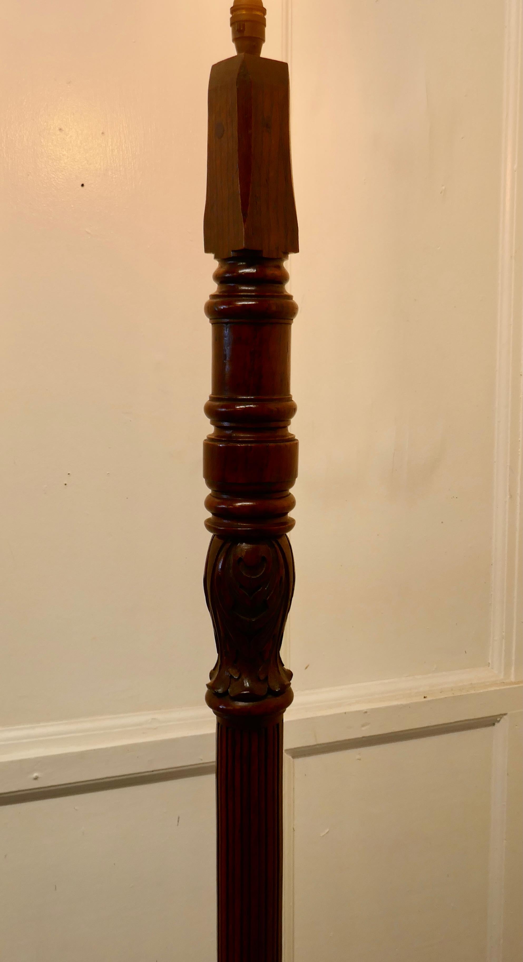 19th Century Heavily Turned Oak Floor Standing Lamp For Sale