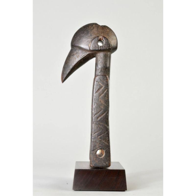 Tribal Poulie Senufo très utilisée avec épi de faîtage Hornbill en Wood en vente