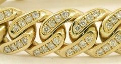 Heavy 10k Yellow Gold 9ct Diamond Cluster Thick Cuban Link Chain Bracelet