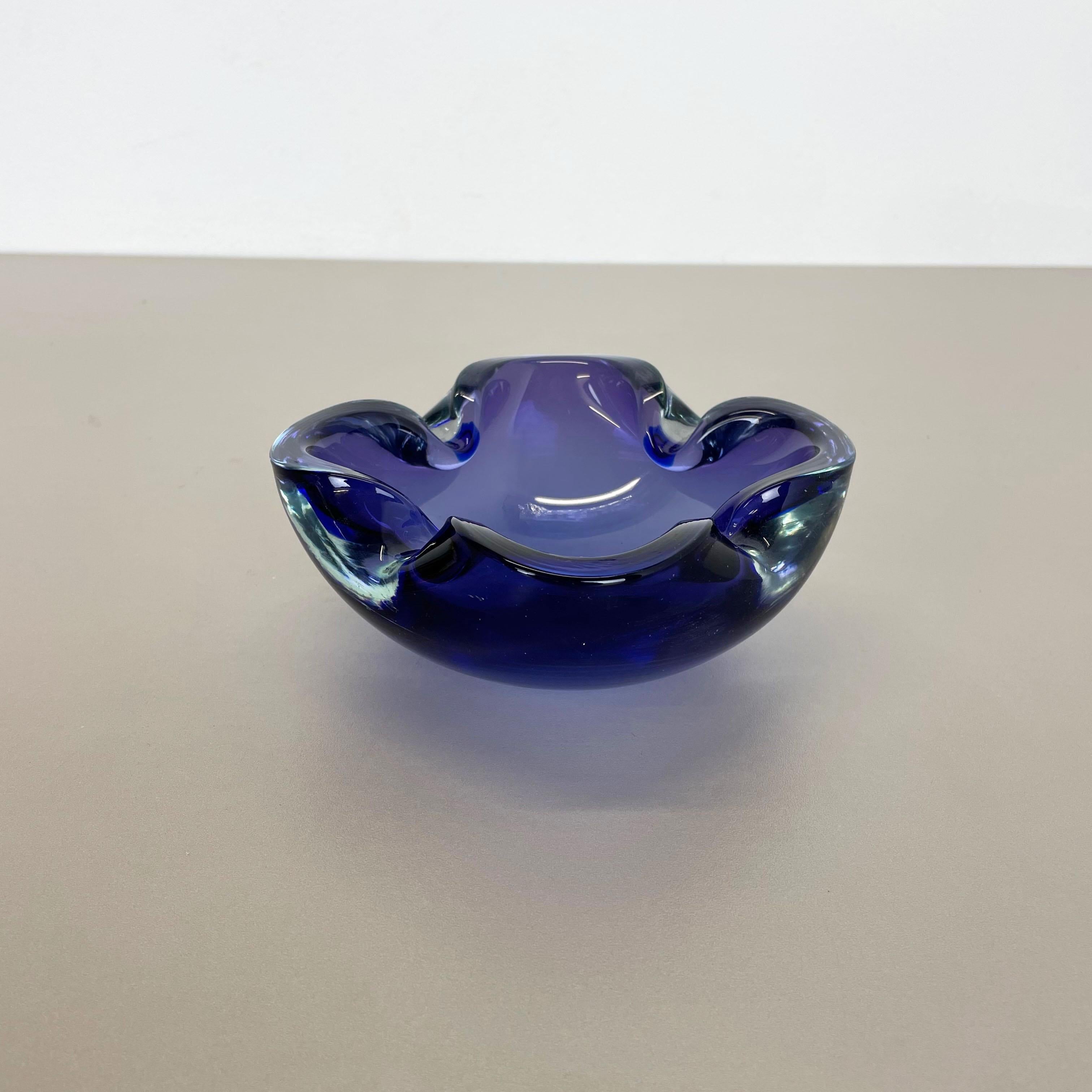 blue murano glass ashtray