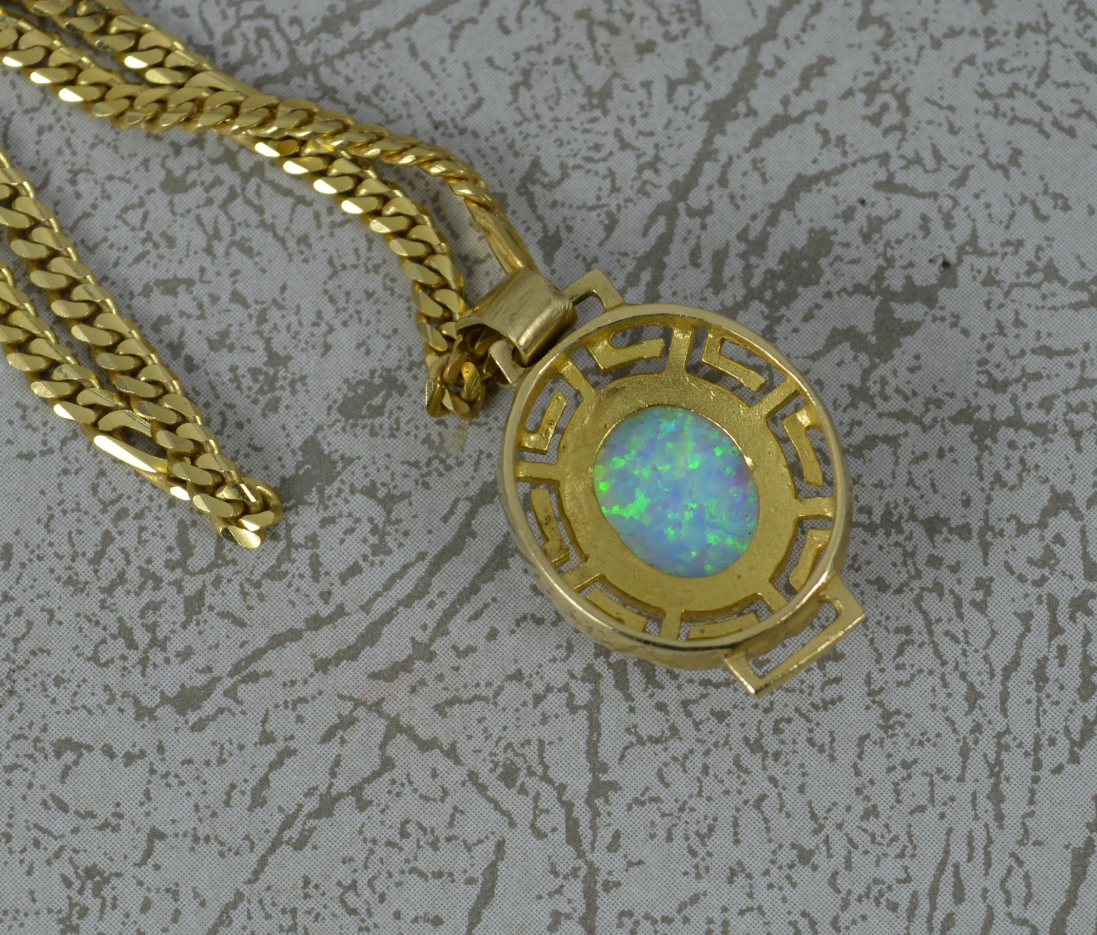 Heavy 14 Carat Yellow Gold and Opal Pendant and Chain 4