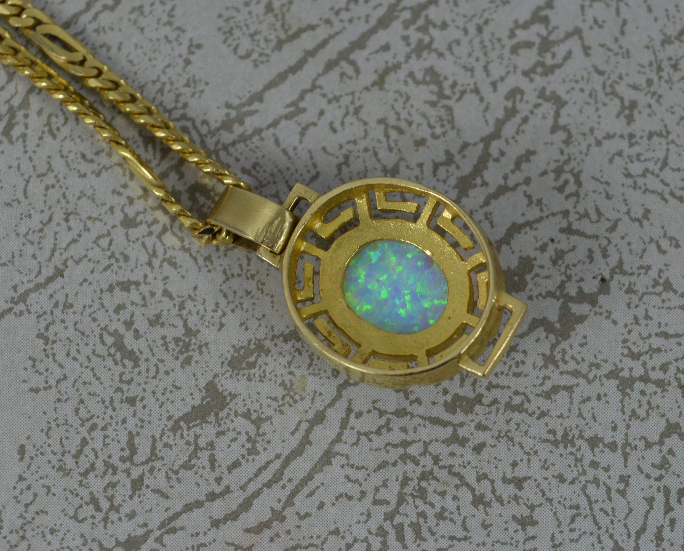 Oval Cut Heavy 14 Carat Yellow Gold and Opal Pendant and Chain