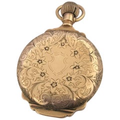 Heavy 14 Karat Gold Full Engraved Full Hunter Case Elgin Antique Pocket Watch