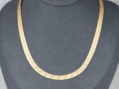 Heavy 14K Gold Fancy Herringbone Necklace Reversible Italy Jewelry 17.75" 27g