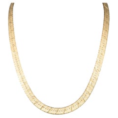 Heavy 14K Gold Fancy Herringbone Necklace Reversible Italy Jewelry 17.75" 27g