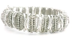 Heavy 14k White Gold 5ctw Substantial Cluster 14.8mm Wide Link Bracelet