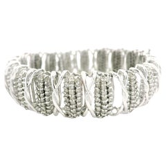 Heavy 14k White Gold 5ctw Substantial Cluster 14.8mm Wide Link Bracelet