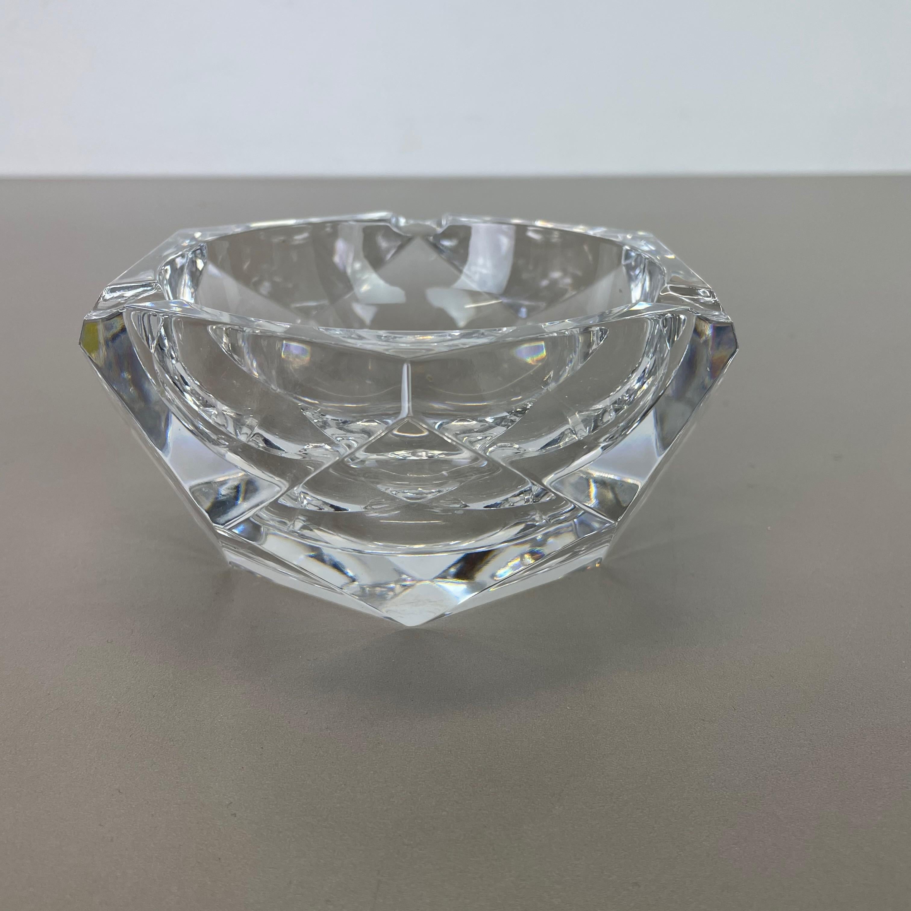 Heavy 1, 4kg Kristall-Aschenbecher aus „Diamond“-Glas von Val Saint Lambert, Belgien, 1970er Jahre (Belgisch) im Angebot