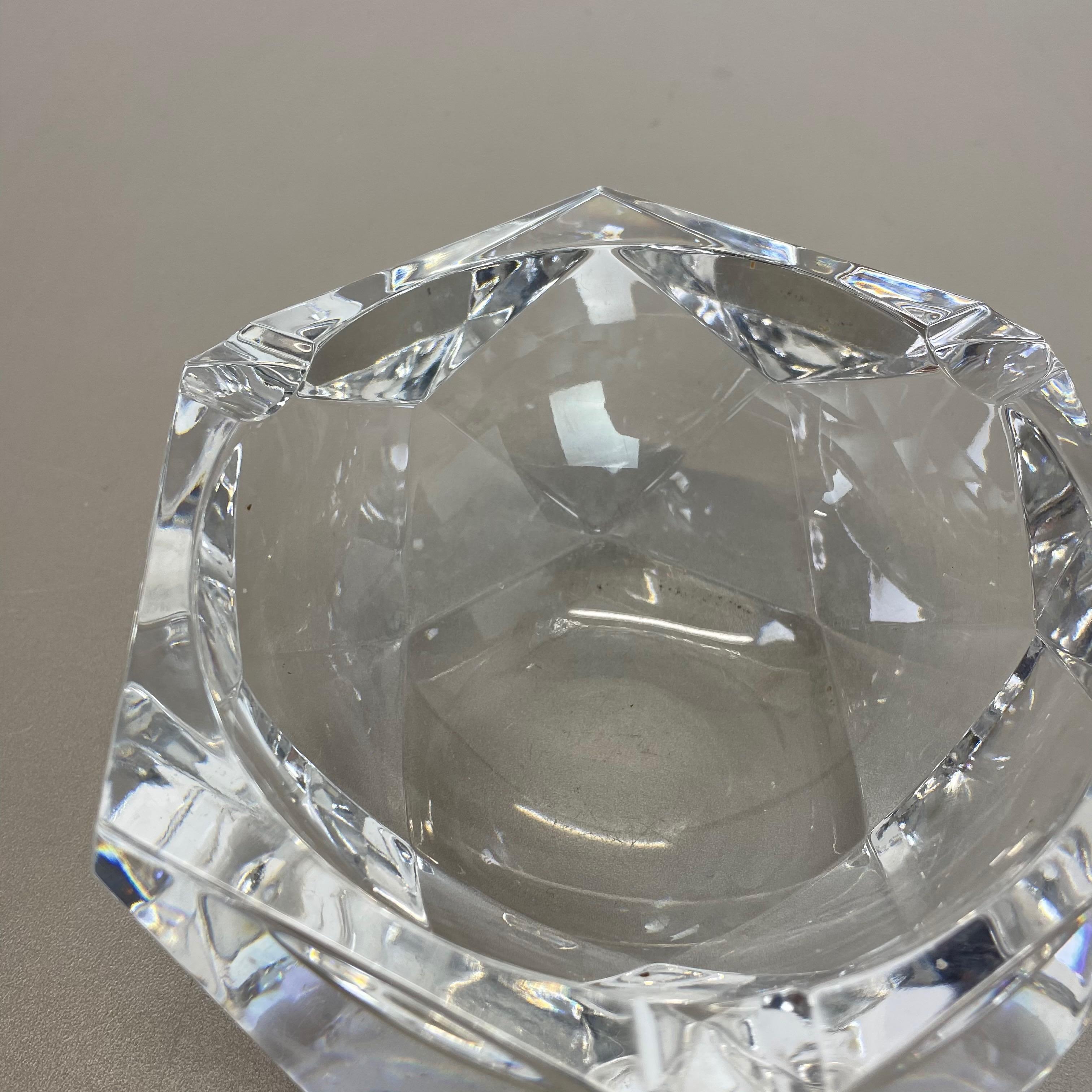Heavy 1, 4kg Kristall-Aschenbecher aus „Diamond“-Glas von Val Saint Lambert, Belgien, 1970er Jahre (20. Jahrhundert) im Angebot