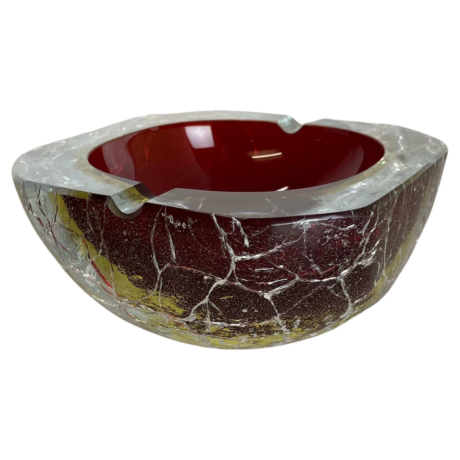 Heavy 1.6kg  Glass "multicolor" Bowl Element Shell Ashtray Murano Italy, 1970s For Sale