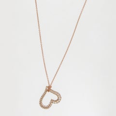 Heavy 18 Karat Rose Gold 0.76 Cttw. Pave' Diamond Floating Heart Necklace